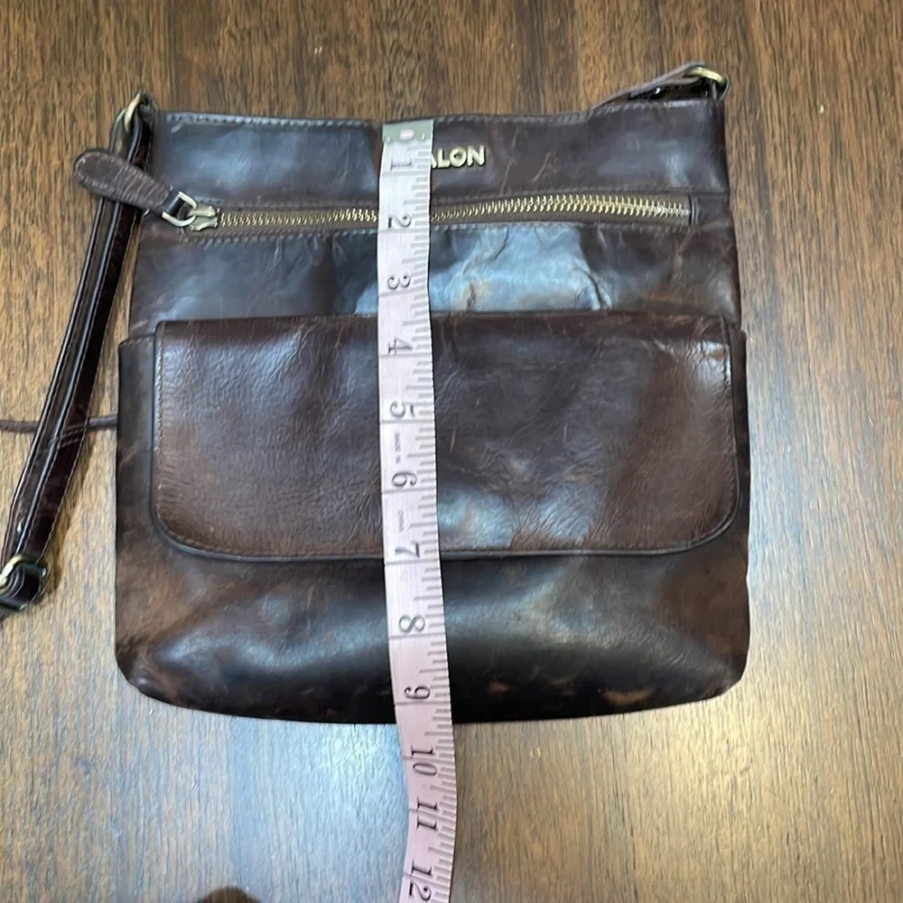 Estalon dark brown leather crossbody purse